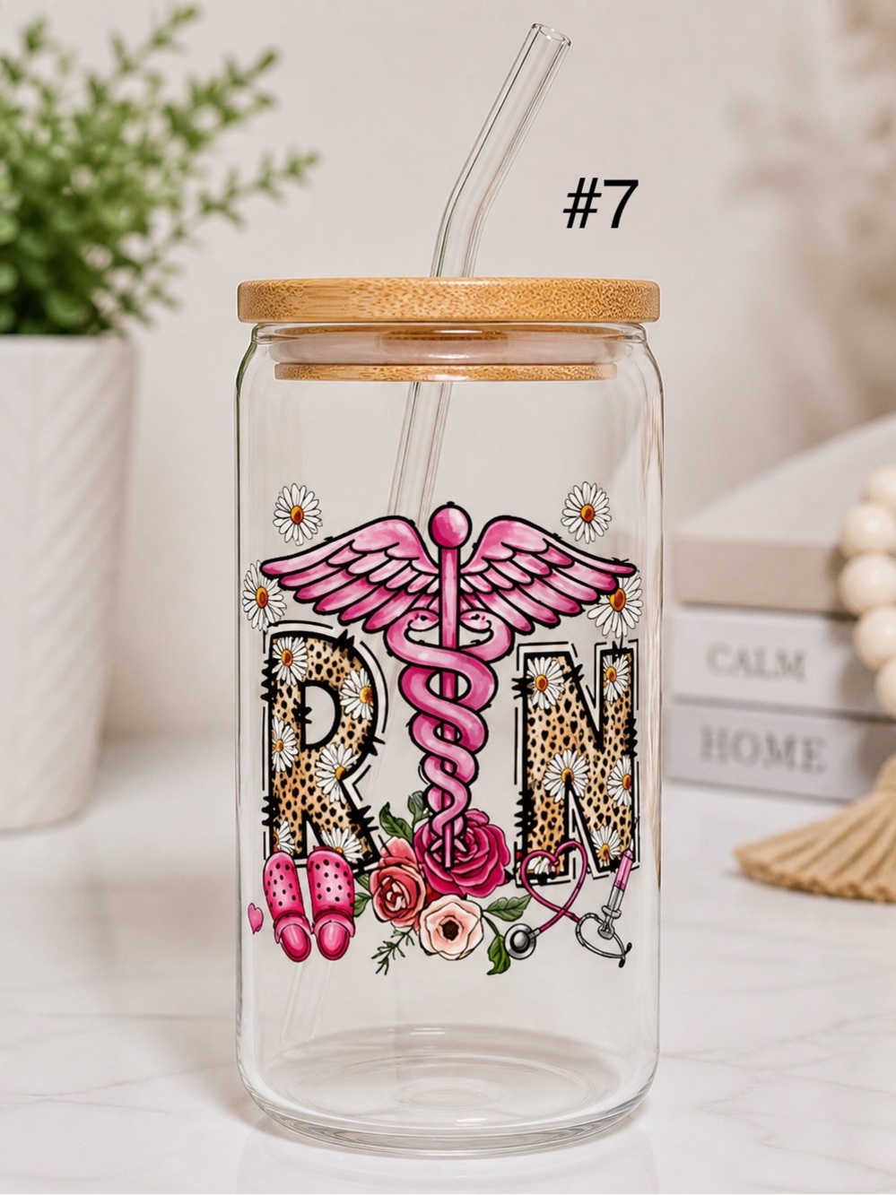Buy Now* nurse 16 ounce tumbler with bamboo lid and straw - Picture 7 of 15
